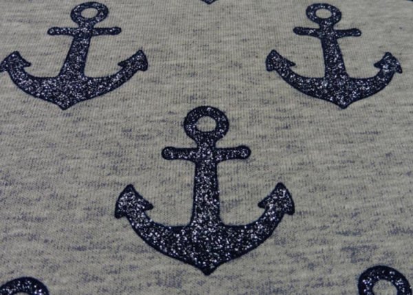 Glitter anchor french terry grey mottled